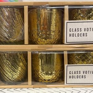Gold Glass Votive Holders Set